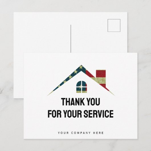 Dank u voor uw dienst Militaire Realiteit Briefkaart (Voorkant / Achterkant)