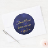 Dank u voor uw elegante blauwe en goudkleurige dec ronde sticker (Envelop)