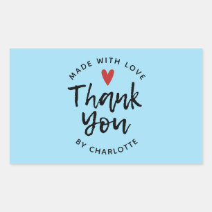 Dank u voor uw handgemaakt met Love Blue Rechthoekige Sticker