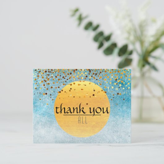 Dank u voor uw huwelijk met Confetti Glitter Sky M Briefkaart (Staand voorkant)