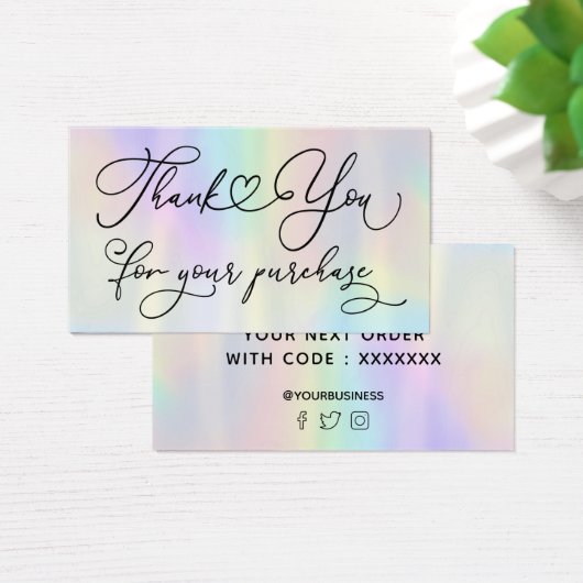 dank u voor uw iriserende aankoop visitekaartje (Bureau)