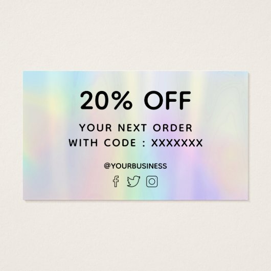 dank u voor uw iriserende aankoop visitekaartje (Achterkant)