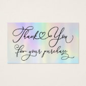 dank u voor uw iriserende aankoop visitekaartje (Voorkant)