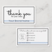 Dank u voor uw Kaart van de ordebijlage (Voorkant / Achterkant)