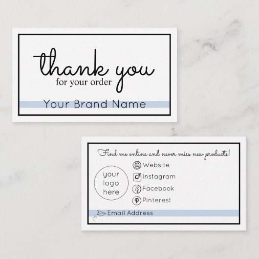 Dank u voor uw Kaart van de ordebijlage (Voorkant / Achterkant)