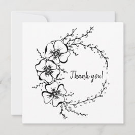 Dank u voor uw kaartje met florale kreet, hand get bedankkaart