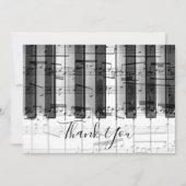 dank u voor uw kalligrafie over muziekpianolades bedankkaart (Voorkant)