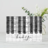 dank u voor uw kalligrafie over muziekpianolades bedankkaart (Staand voorkant)