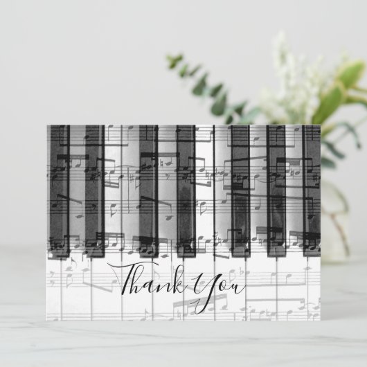 dank u voor uw kalligrafie over muziekpianolades bedankkaart (Staand voorkant)