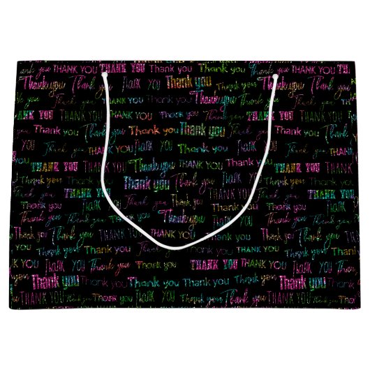 Dank u voor uw kleurrijke glitter op de zwarte dis groot cadeauzakje (Voorkant)