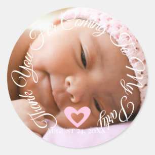 Dank u voor uw komst naar mijn Baby shower meidenh Ronde Sticker