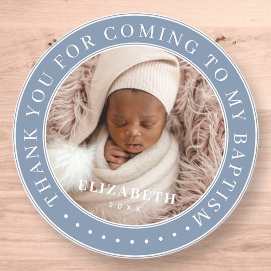 Dank u voor uw komst naar mijn Baptism moderne fot Ronde Sticker