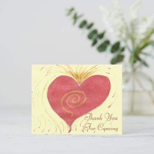 Dank u voor uw komst, rood hart bedankkaart (Staand voorkant)