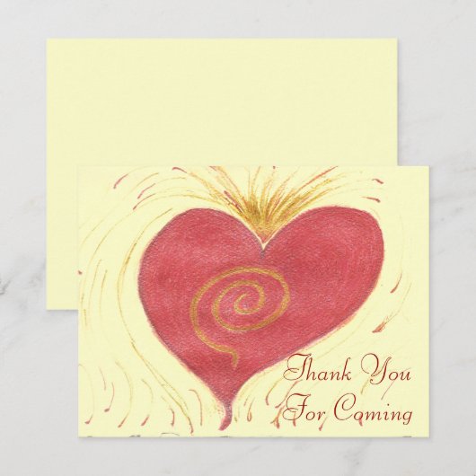 Dank u voor uw komst, rood hart bedankkaart (Voorkant / Achterkant)