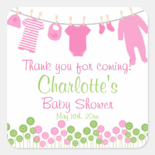 Dank u voor uw komst! Roze Baby shower met kast Vierkante Sticker