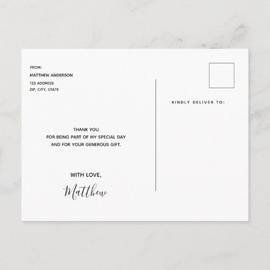 Dank u voor uw mijlpaal op jaardag blauw goud briefkaart (Achterkant)