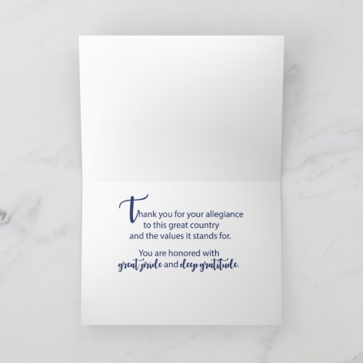 Dank u voor uw militaire dienst waardering kaart (Binnen)