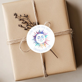 "Dank u voor uw orde" Kleurrijke Douane Zon Ronde Sticker