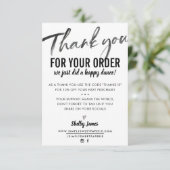 DANK U VOOR UW ORDE tussenvoegselmoderne inkt het  Bedankkaart (Staand voorkant)