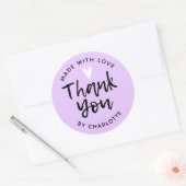Dank u voor uw paarse liefdesronde ronde sticker (Envelop)