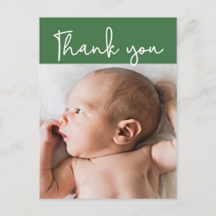 Dank u voor uw persoonlijke groene moderne babyjon aankondigingskaart