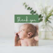 Dank u voor uw persoonlijke groene moderne babyjon aankondigingskaart (Staand voorkant)
