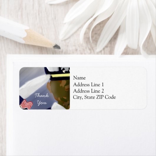 Dank u voor uw persoonlijke patriottische veterank etiket (Insitu)