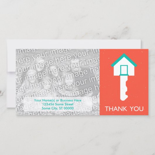 dank u voor uw persoonlijke sleutel bedankkaart (Voorkant)