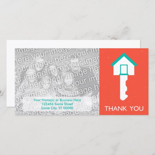 dank u voor uw persoonlijke sleutel bedankkaart (Voorkant / Achterkant)