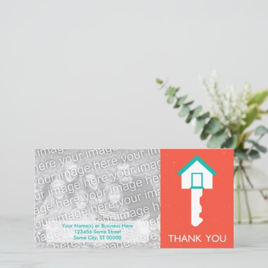 dank u voor uw persoonlijke sleutel bedankkaart (Staand voorkant)