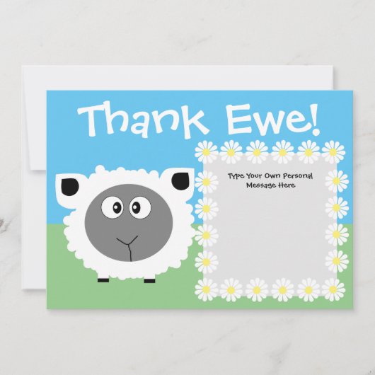 Dank u voor uw persoonlijke taart Funny Sheep Dais Bedankkaart (Voorkant)