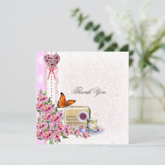 Dank u voor uw roze kaart (Staand voorkant)