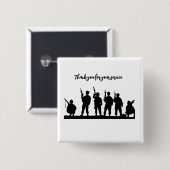 Dank u voor uw service soldaten black&white vierkante button 5,1 cm (Voorkant /achterkant)