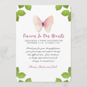 Dank u voor uw sympathie Butterfly Memorial Kaart