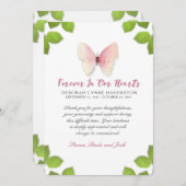 Dank u voor uw sympathie Butterfly Memorial Kaart (Voorkant / Achterkant)