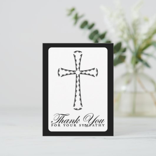 dank u voor uw sympathie ( elegant cross ) briefkaart (Staand voorkant)
