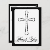 dank u voor uw sympathie ( elegant cross ) briefkaart (Voorkant / Achterkant)