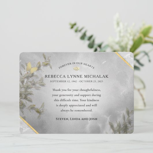 Dank u voor uw sympathie Waterverf Memorial Kaart (Staand voorkant)