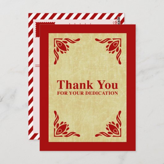 dank u voor uw toewijding briefkaart (Voorkant / Achterkant)