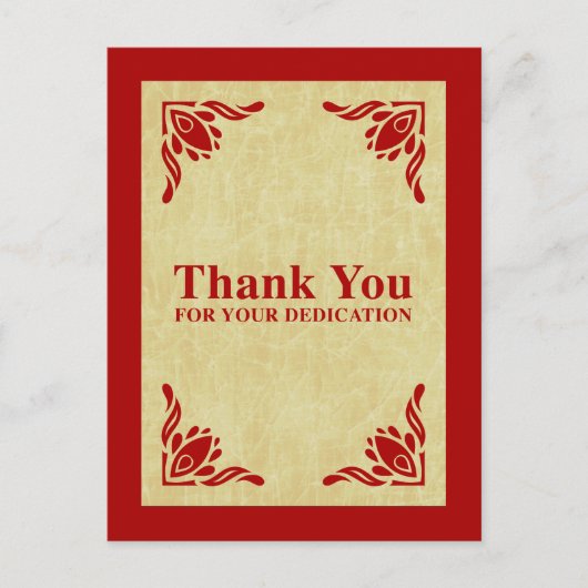 dank u voor uw toewijding briefkaart (Voorkant)