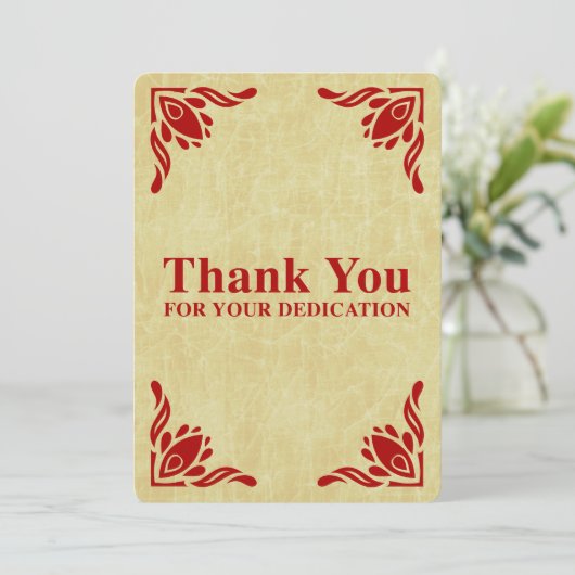 dank u voor uw toewijding kaart (Staand voorkant)