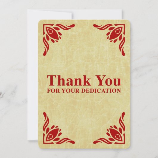 dank u voor uw toewijding kaart (Voorkant)