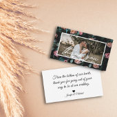 dank u voor uw trouwfoto modern handschrift floral notitiekaartje