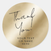 Dank u voor uw typografie minimalistisch goud ronde sticker (Voorkant)