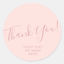 Dank u voor uw typografie minimalistisch zwart-roz ronde sticker
