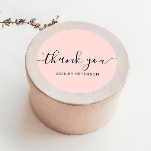 Dank u voor uw typografie minimalistische pastelro ronde sticker