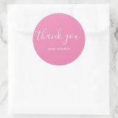 Dank u voor uw Typografie Plain Pink Ronde Sticker (Tas)