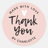 Dank u voor uw Typografie, wazig roze Classic Roun Ronde Sticker (Voorkant)