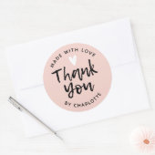 Dank u voor uw Typografie, wazig roze Classic Roun Ronde Sticker (Envelop)