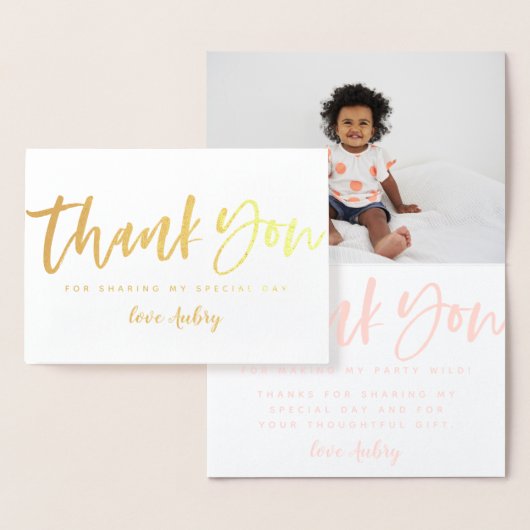 Dank u voor uw verjaardag, echte folie fotokaart kaarten (Display)